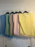 GWL Daisy Padded Shoulder Lace Trim Top